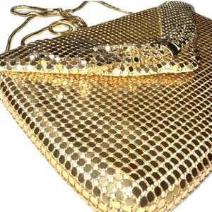 👜🍾 VINTAGE 70s Gold Mesh‎ Evening Bag | Hong Kong Disco Glam Purse Clutch
